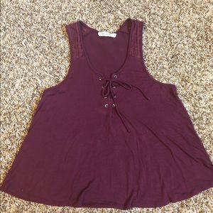 Burgundy blouse with tie top